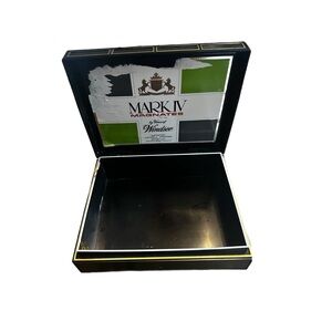 Vintage Hard Plastic Cigar Box: "Mark IV Magnates" Black & Gold, Hinged Lid MCM